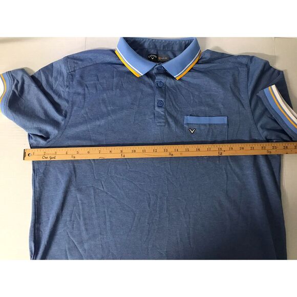 Callaway Opti Dri‎ Golf Polo Lg Blue W/ Striped Sleeves And Collar - Picture 6 of 7